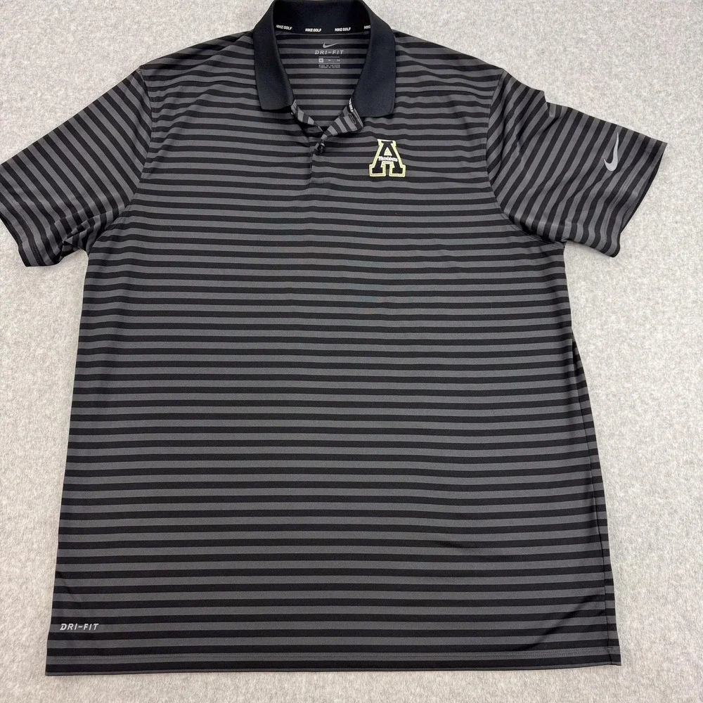 Appalachian State Mountaineers Polo Shirt Mens XL Black NCAA Golf Nike Dri Fit